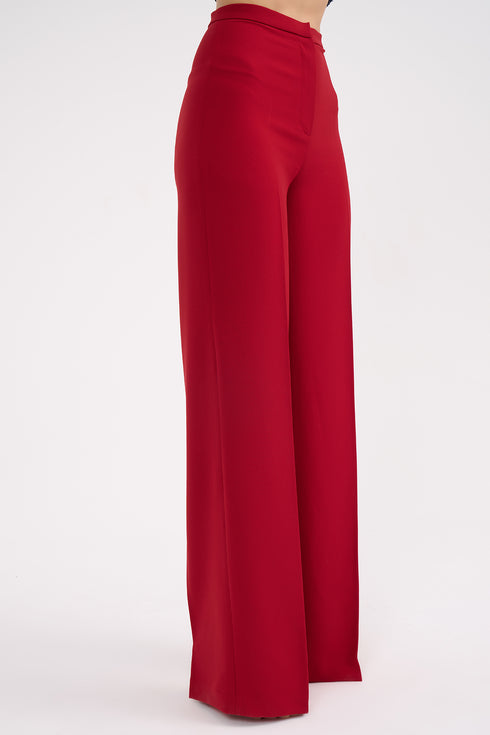 High Waist Straight Trousers With Thin Belt